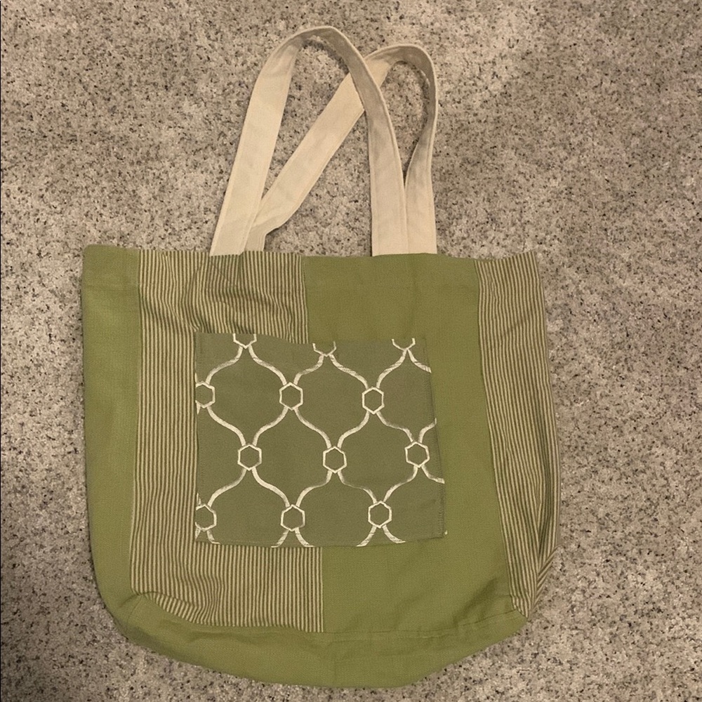 Green and Cream Tote Bag